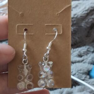 Hand Crafted Iridescent Bear Earrings